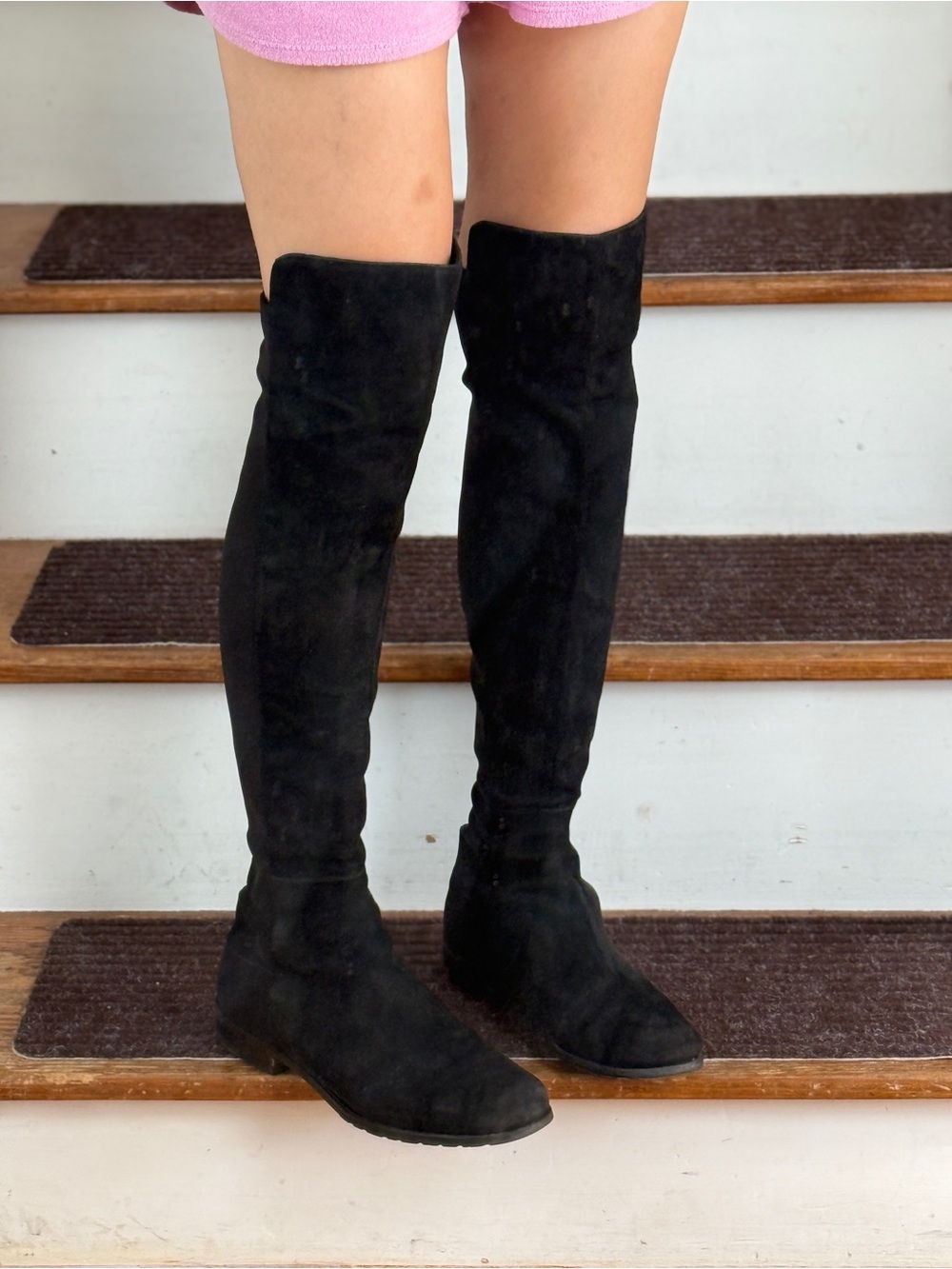 Stuart Weitzman Black Over-the-Knee Suede Boots